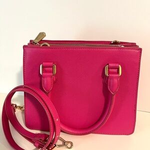 Charles & Keith Pink Satchel with Gold Accents